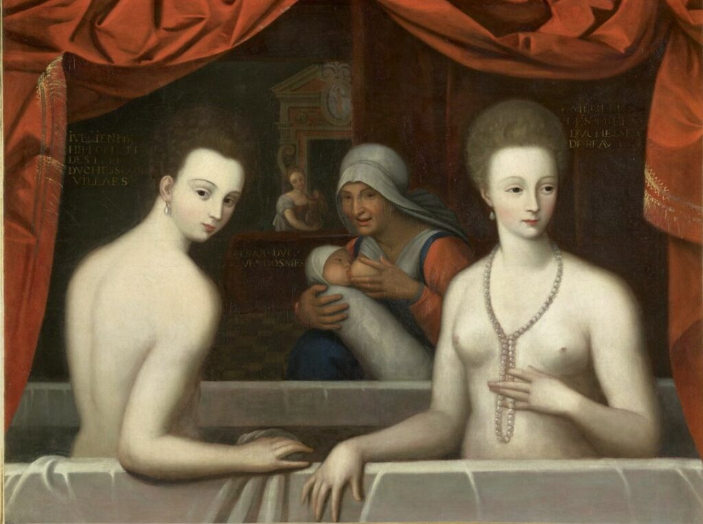 Gabrielle d’Estrées et la duchesse de Villars, par l’Ecole de Fontainebleau (XVIe siècle)