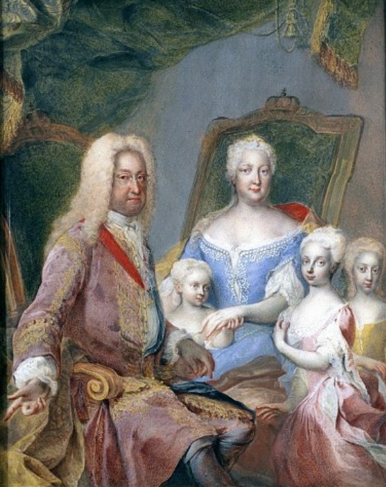 La famille de Charles VI, par Martin Van Meytens (1730) : l'empereur est représenté avec son épouse et ses trois filles. 