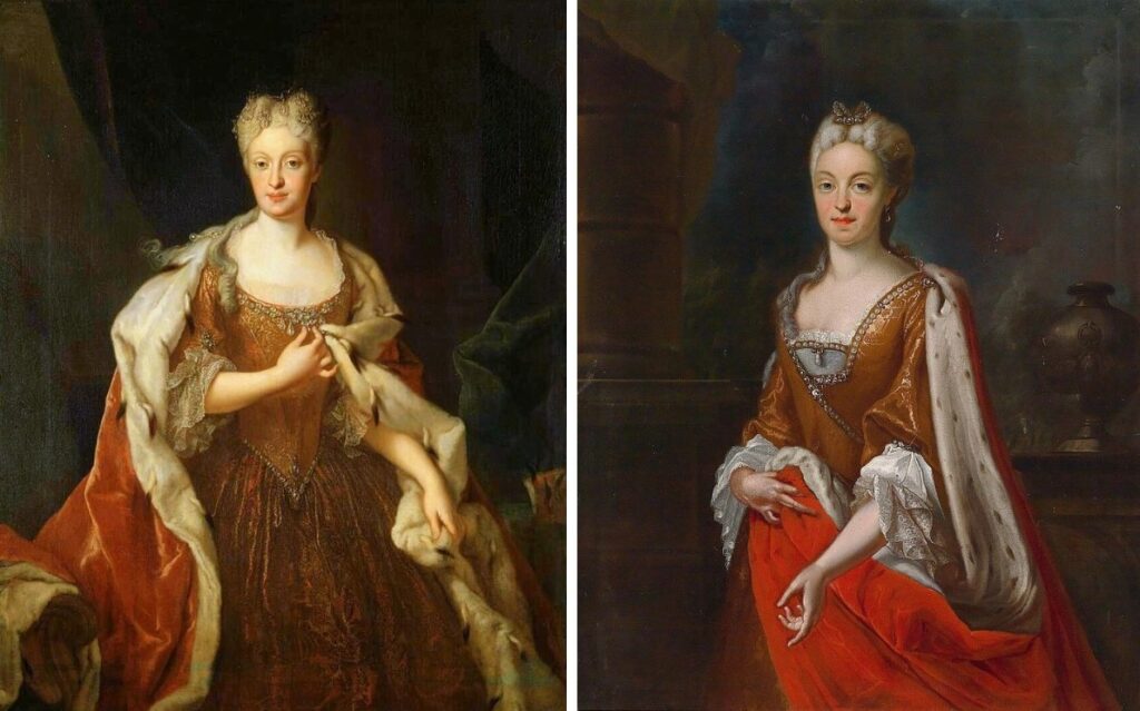 Les filles de Joseph Ier, vers 1720 : Marie-Josèphe (par Louis de Sylvestre) et Marie-Amélie (d'après Joseph Vivien)