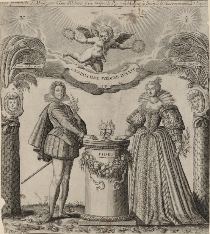 estampe représentant l'union de Gaston d'Orléans et de la duchesse de Montpensier (1626)